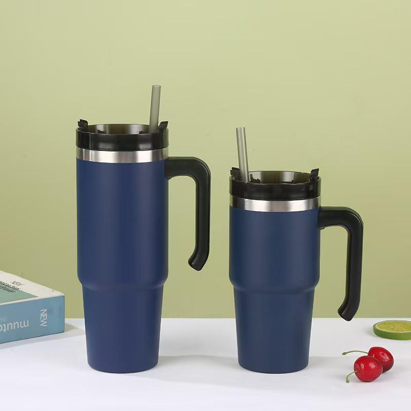 Insulated 20oz/30oz Stainless Steel Cup with Handle and Straw – Perfect Business Gift
