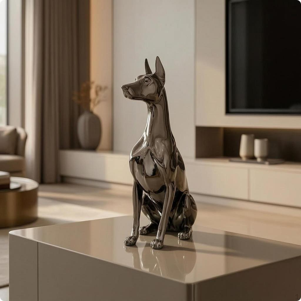 Statua di Levriero Seduto Statuetta di Cane Decorativa Senza Tempo per Proprietari di Casa, Arte