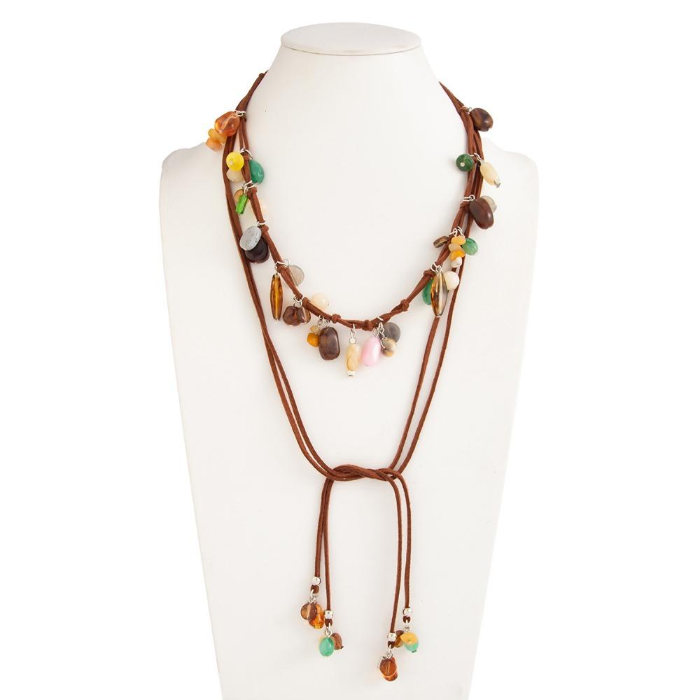 New Bohemian Irregular Multicolor Stone Waist Chain Necklace for Women Versatile Summer Beach Vacation Bikini Body Chain Jewelry