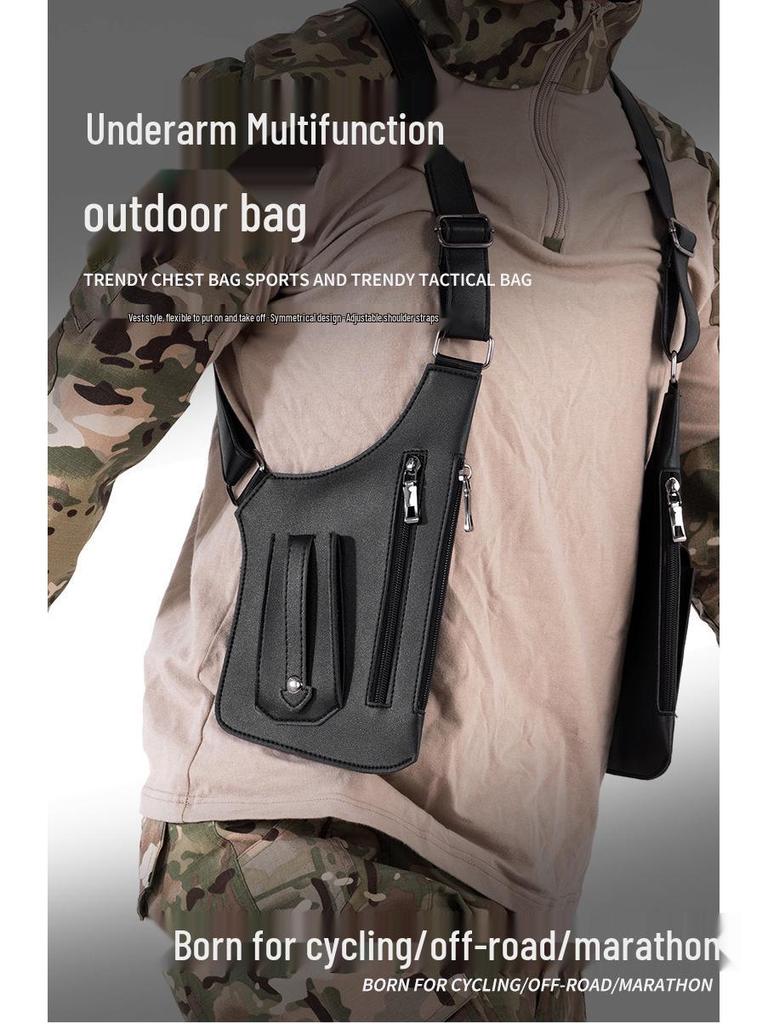 Herren Vintage Rucksack mit Unterarm Crossbody Multifunktionale Einzelschultertasche - Outdoor Handyweste Tasche