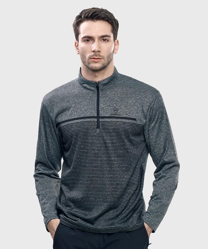 EXTRASPORTY Natural Fit Men'S Soft Long Sleeve Zip-Up T-Shirt 4 Colors (Type B)