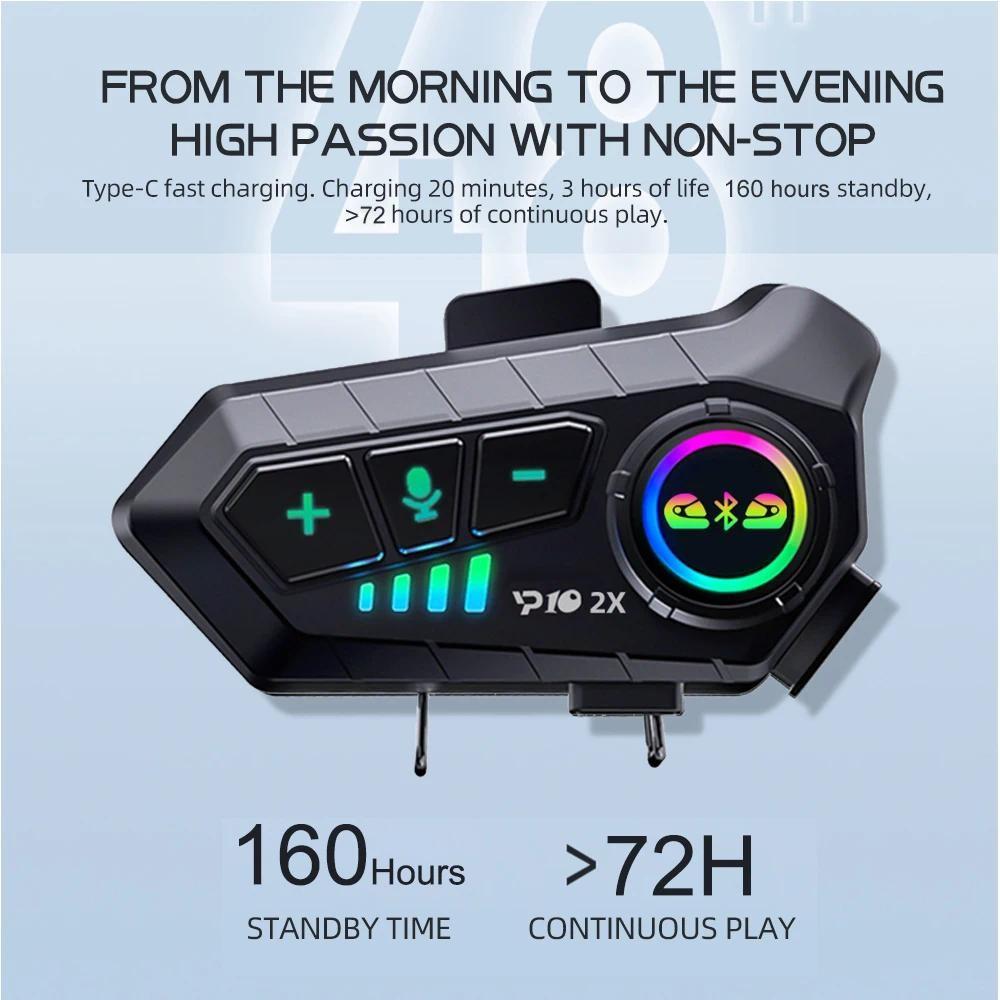 Motorcycle Helmet Headset Bluetooth 5.3 Intercom Headset Wireless Interphone Intercomunicador Waterproof Noise Reduction Voice Control Handsfree