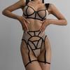 2024 See-Through Mesh Lingerie Set Women Comfortable Mesh Sexy Lingerie 3 Piece Set Women Sex Erotic Underwear Suit