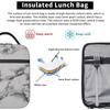 Lunch Box Insulated Lunch Bag for Women Men White Marble Black Texture Reusable Cooler Tote Bags for Work Picnic Outdoor