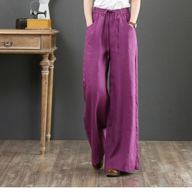 Sixteen-color Spring and Summer Cotton and Linen Women's Loose Large Size Wide-leg Pants, High-waist Mopping Pants, Straight-leg Pants