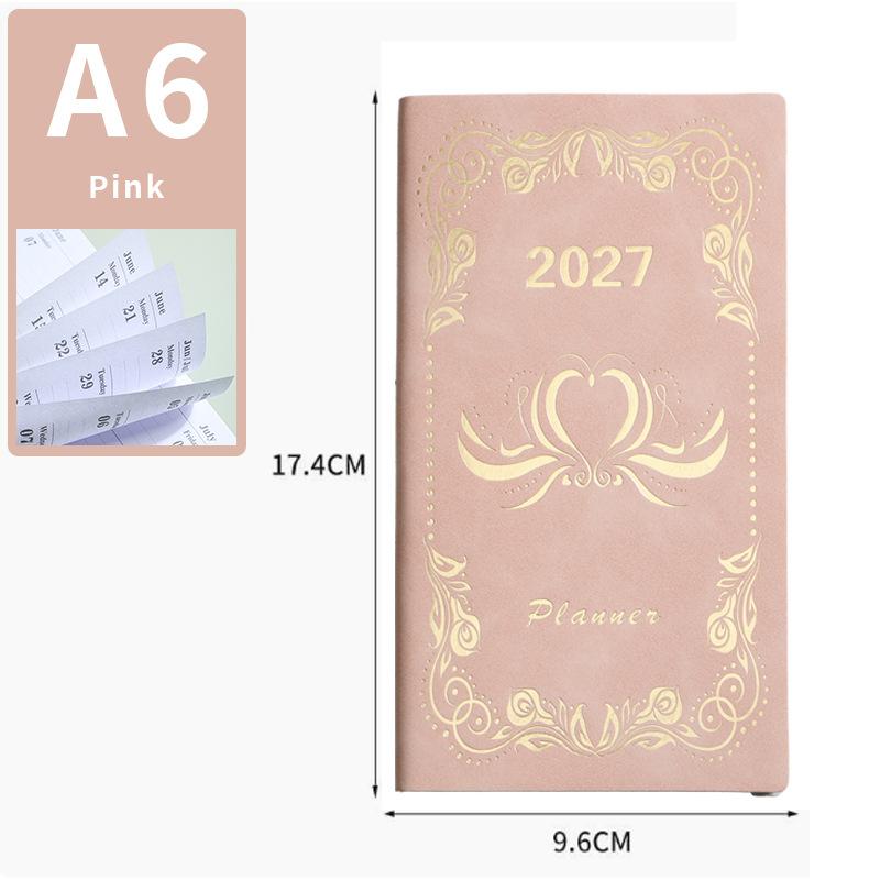 2027 Tragbarer A6 Tagesplaner 365 Tage Zeitplan Management Kalender Tagebuch Notizbuch für Büro Reise Gebrauch