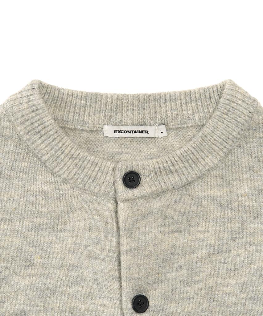 Excontainer Minimalist Button Round Neck Crop Cardigan (Grey)