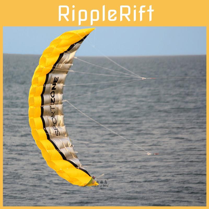 Stunning 2.5m Dual Line Parafoil Parachute Yellow Kite Perfect For Beach Adventures