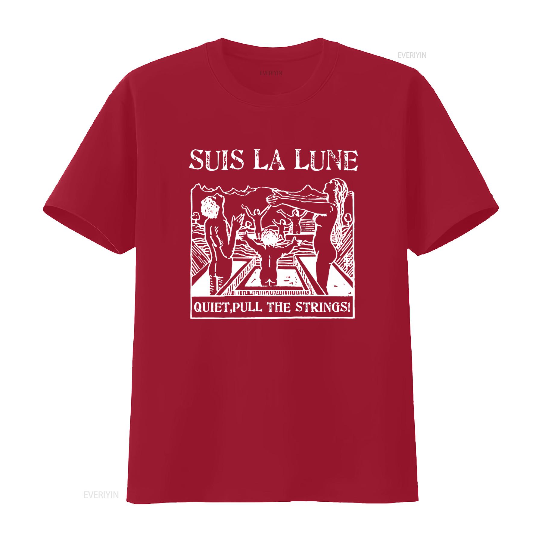 Suis La Lune Print T Shirt Quiet Pull The Strings Design Unique Artistic Style Perfect for Trendy Fashion Lovers vintage S
