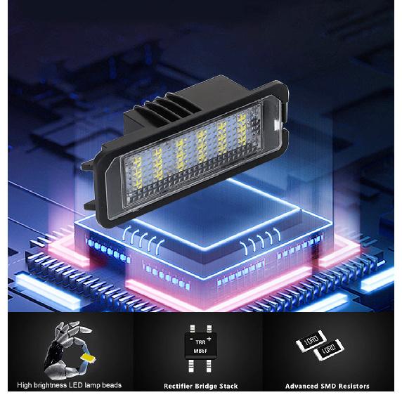 2Pcs For Volkswagen Golf 6 2008 2009 2010 2011 2012 LED Car License Number Plate Light Canbus No Error Auto Parts Accessories License Plate Lights 2