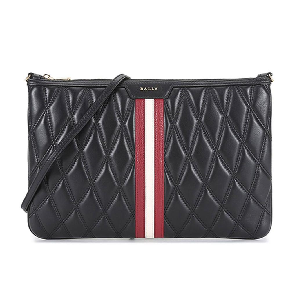 Bally Dasky Quilted Diamond Stripe Leather Clutch Shoulder Bag Women Bags Black Red White 6237061