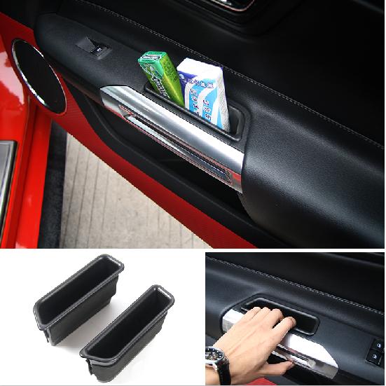 2X Front Door Storage Box Handle Armrest Container for Ford Mustang 2015-2020