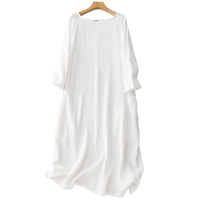 2025 spring new retro beautiful medium solid color square neck dress women's loose and thin long-sleeved temperament long dress