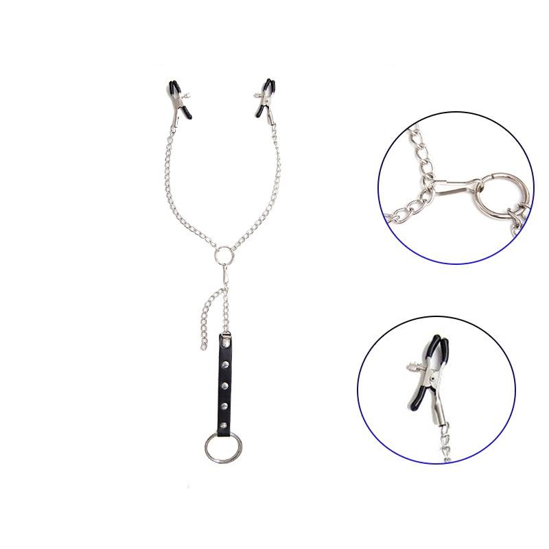 textureMetal Chain Nipple Clamps for Couples Adjustable Breast Clip Bondage Accessories for Sensual Bedroom Foreplay