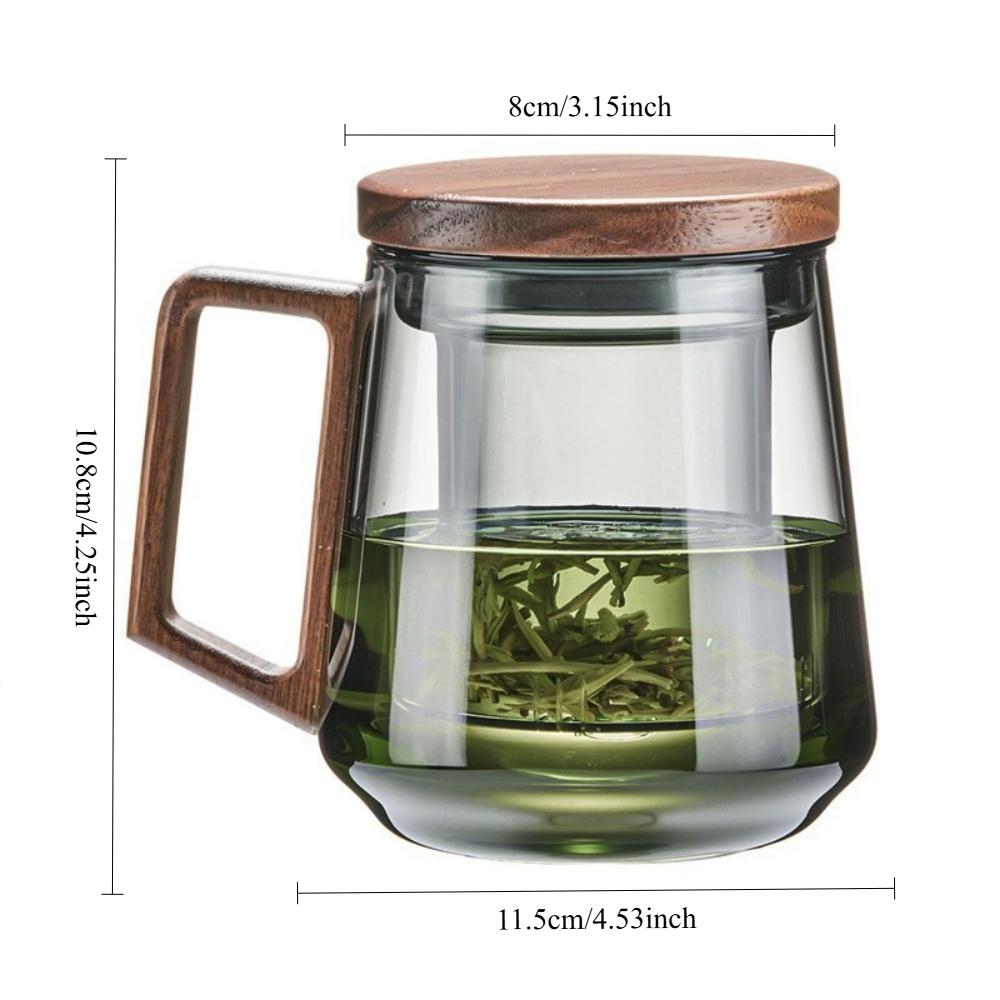 Szklana filiżanka do herbaty z drewnianą rączką Filtrowana filiżanka do herbaty Odporna na ciepło Filiżanki do herbaty Puer Przenośna filiżanka do herbaty Kung Fu do domu i biura