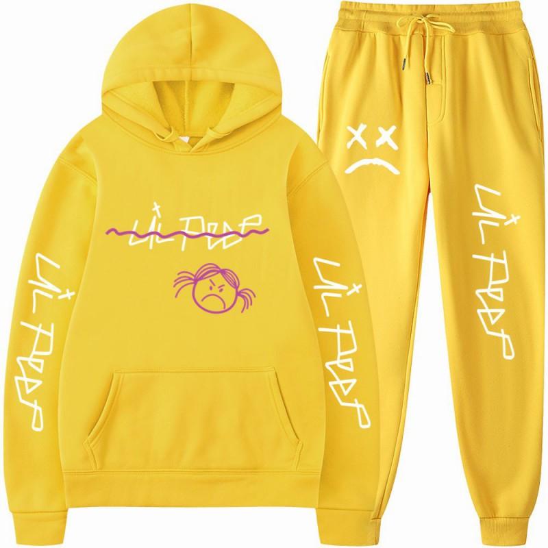 Mens Streetwear Hooded Sweatshirt Pants Set Casual Outfit Trendy Urban Style