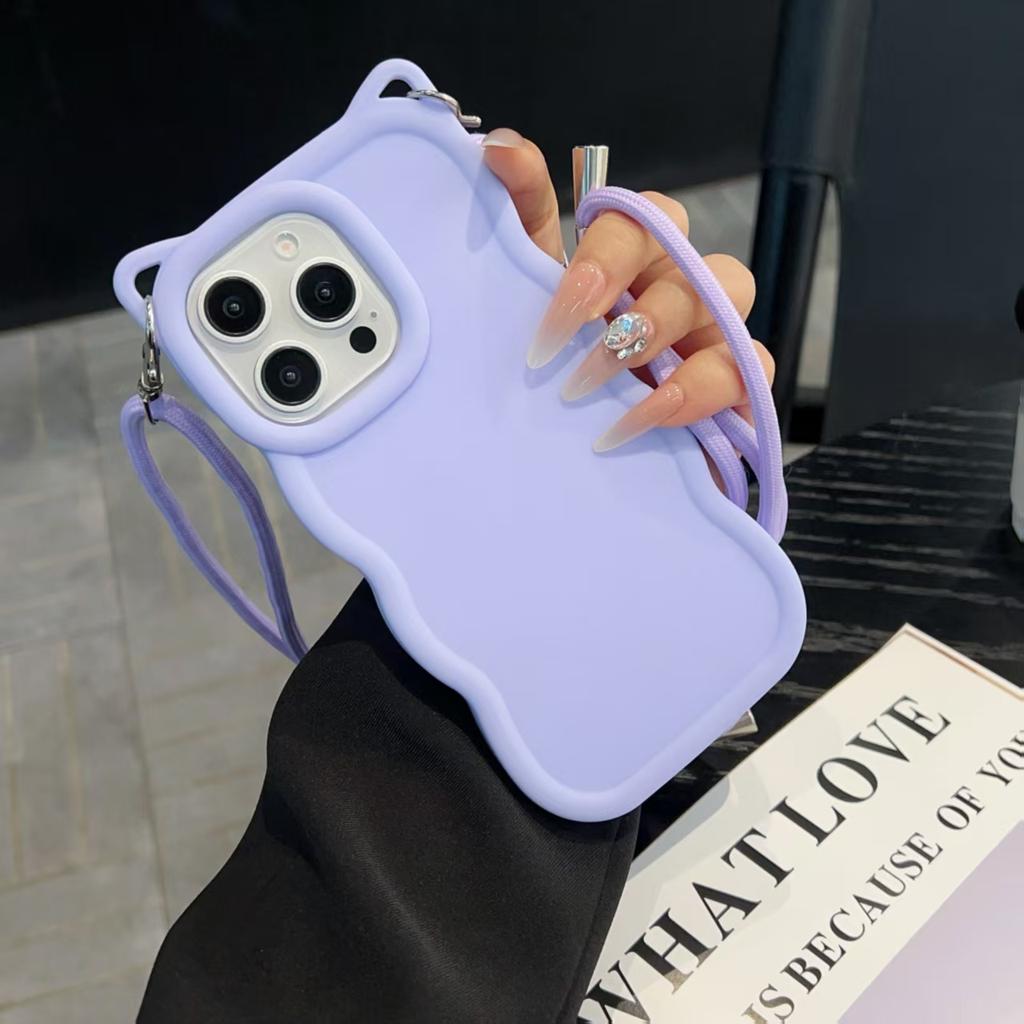For Xiaomi Redmi Note15 Pro 8 9 10 11 12 13 14 Plus 4G 5G 9S 10S 11S 12S 14S 3D Cat Ear crossbody Strap Waves Phone Coverr