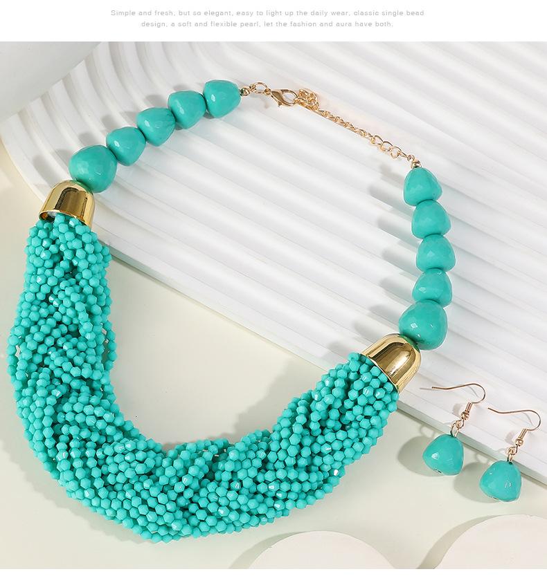 Bohemian Multi-Layer Beaded Necklace Set: Cross Weave & Retro Ethnic Style for Women