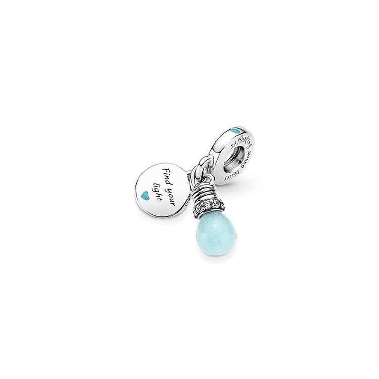 Pandora Glow In The Dark Bulb Two In One Pendant Women Accessories Silver 791123C01 Box