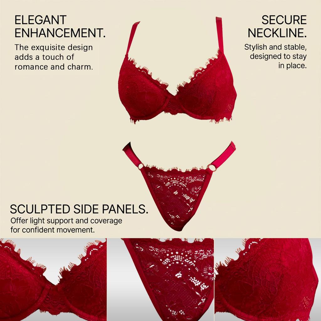Zeriluna Lace Thin Strap Hip-Lift Bra & Panty Set - Breathable, Comfortable & Sexy Fit