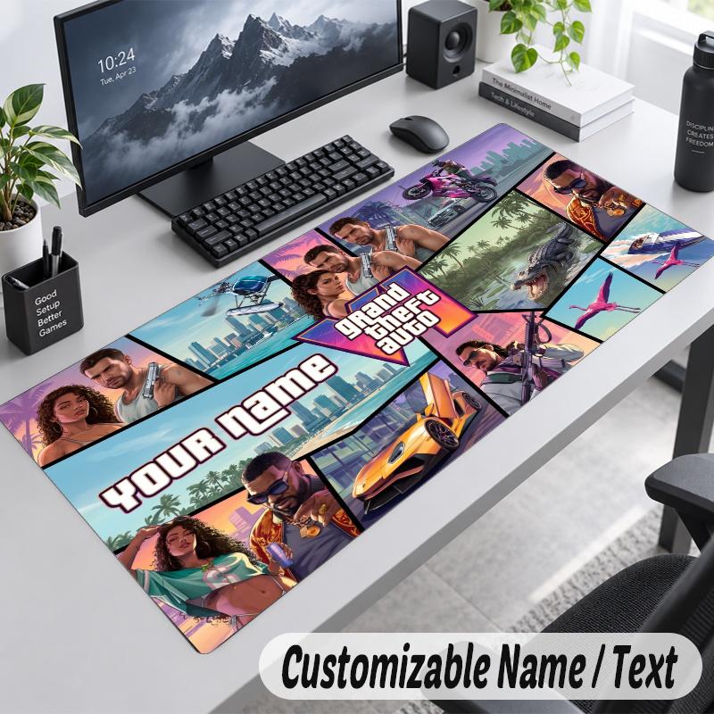 GTA Personalized Large Mouse Pad Custom Name Text Extended Desk Mat Gaming Mousepad