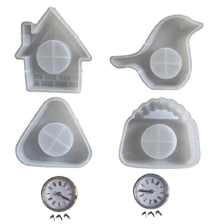 Ornament Mould Flexible Silicone Mold for Office Decoration Miniature Clock Shaped Desktop Embellishment Making Molds