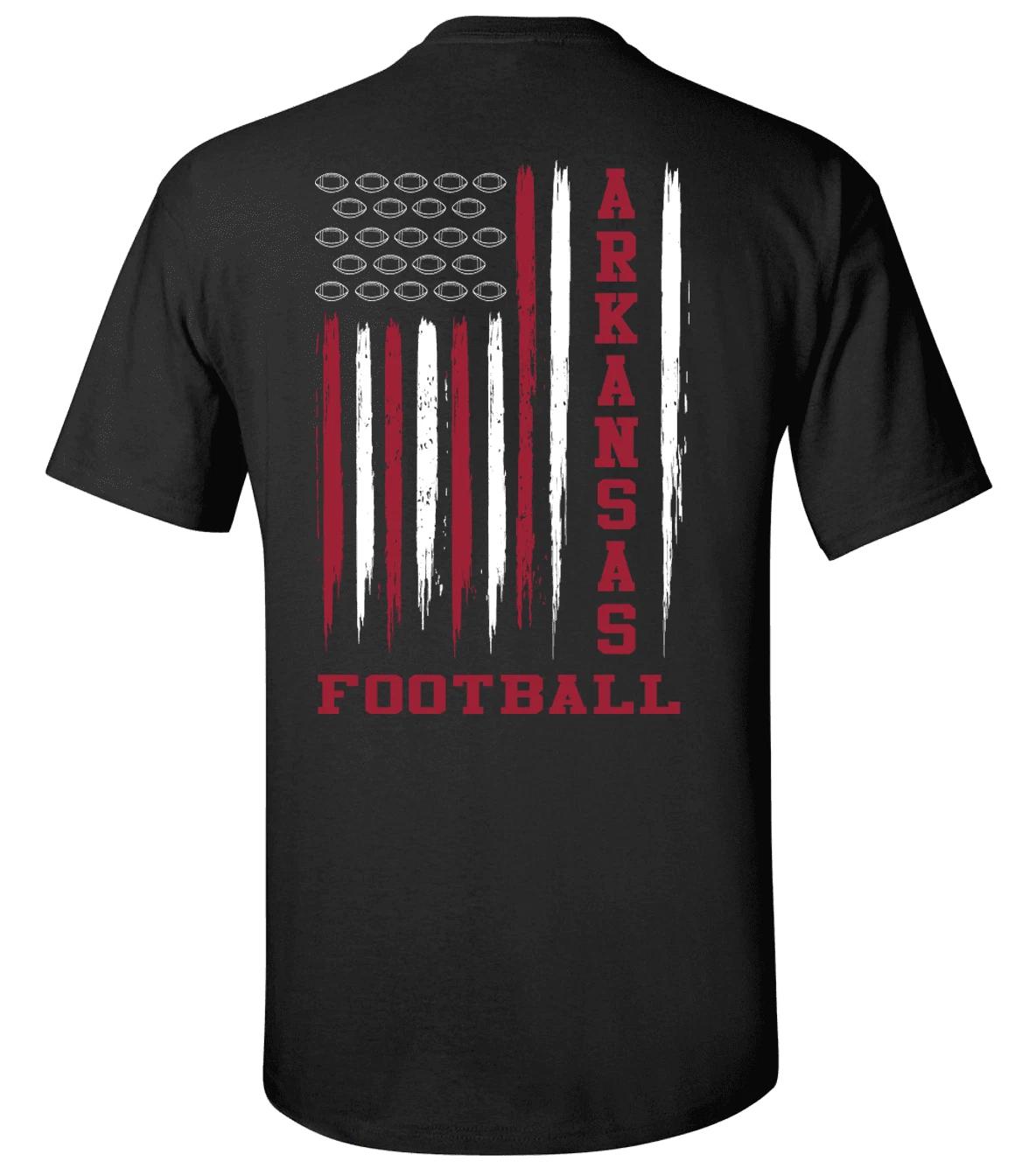 

Arkansas Football USA Flag Unisex Short Sleeve T-Shirt-Black-3XL S