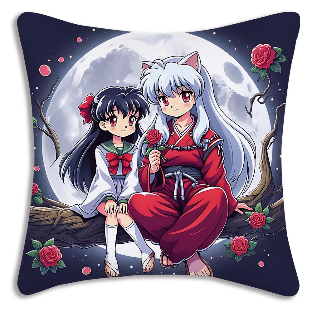Hot Anime Inuyashas Pillow Covers Cartoon Sofa Decorative Home Double-Sided Printing Short Plush Cute Cushion Cover