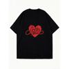 Oversized T Shirt Dress Black Love Heart Print Graphic For Casual Outfits And Everyday Wear