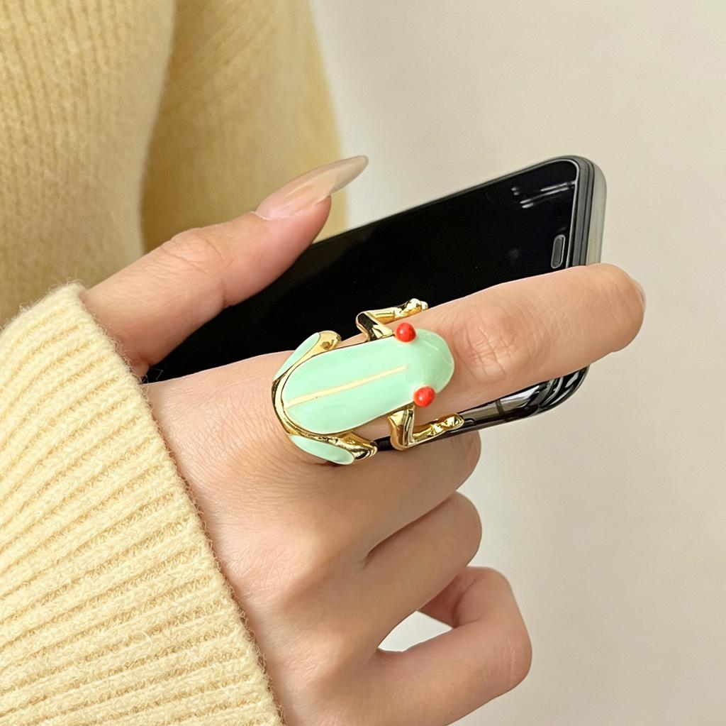 Neuer Baumfrosch Emaille Tropföl Grün Lustiger Frosch Ring Blauer Frosch Ring Verstellbarer Öffnungsring für Damen Herren Party Geschenk Schmuck