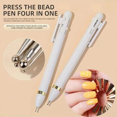 4 In 1 Nail Art Dotting Tools Nail Art Tip Dot Paint Manicure Kit Rotatable Ballpoint Drill Pen