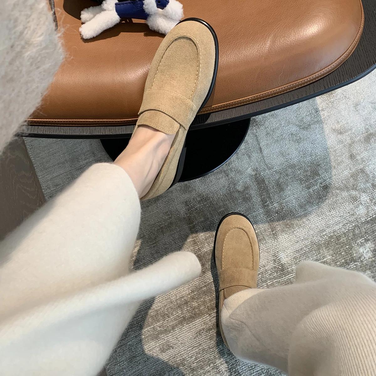 Модные туфли в стиле ретро женские туфли-лоферы из натуральной кожи женские туфли Sapatos Femininos Sepatu Wanita Kulit Asli Slip-On Round Toe Low 39 5280₽