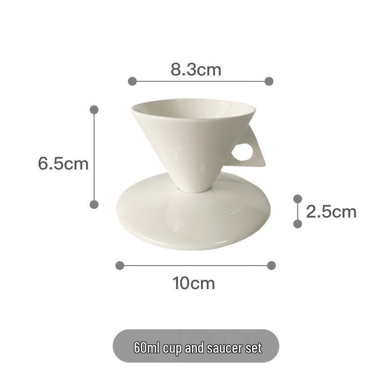 Vintage Triangular Ceramic Latte Cup and Saucer Set