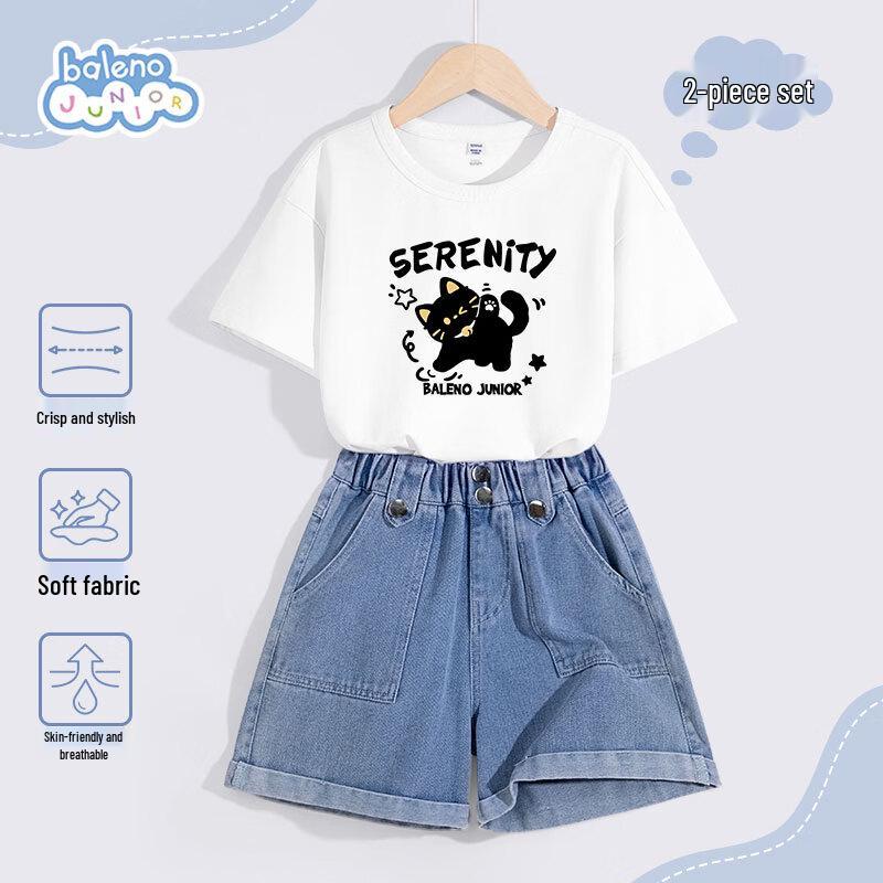 Baleno Girls  Breathable T-shirt & Denim Shorts Summer Set 120