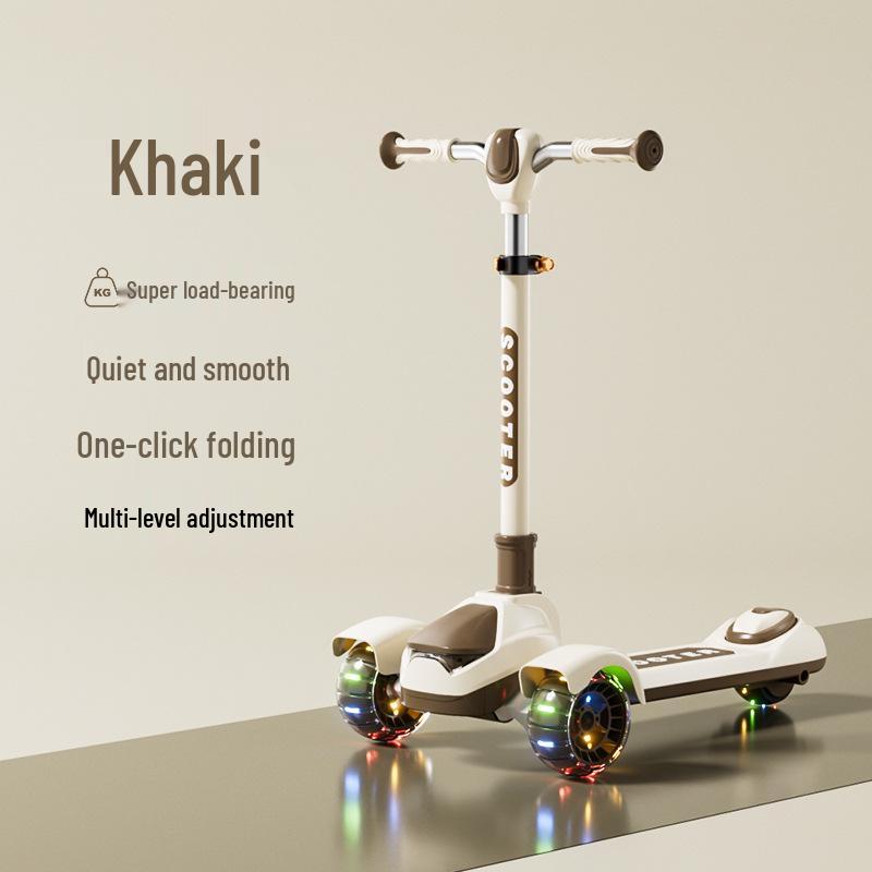 Big Kids Foldable Three-Wheeled Flashing One-Legged Commuter Scooter