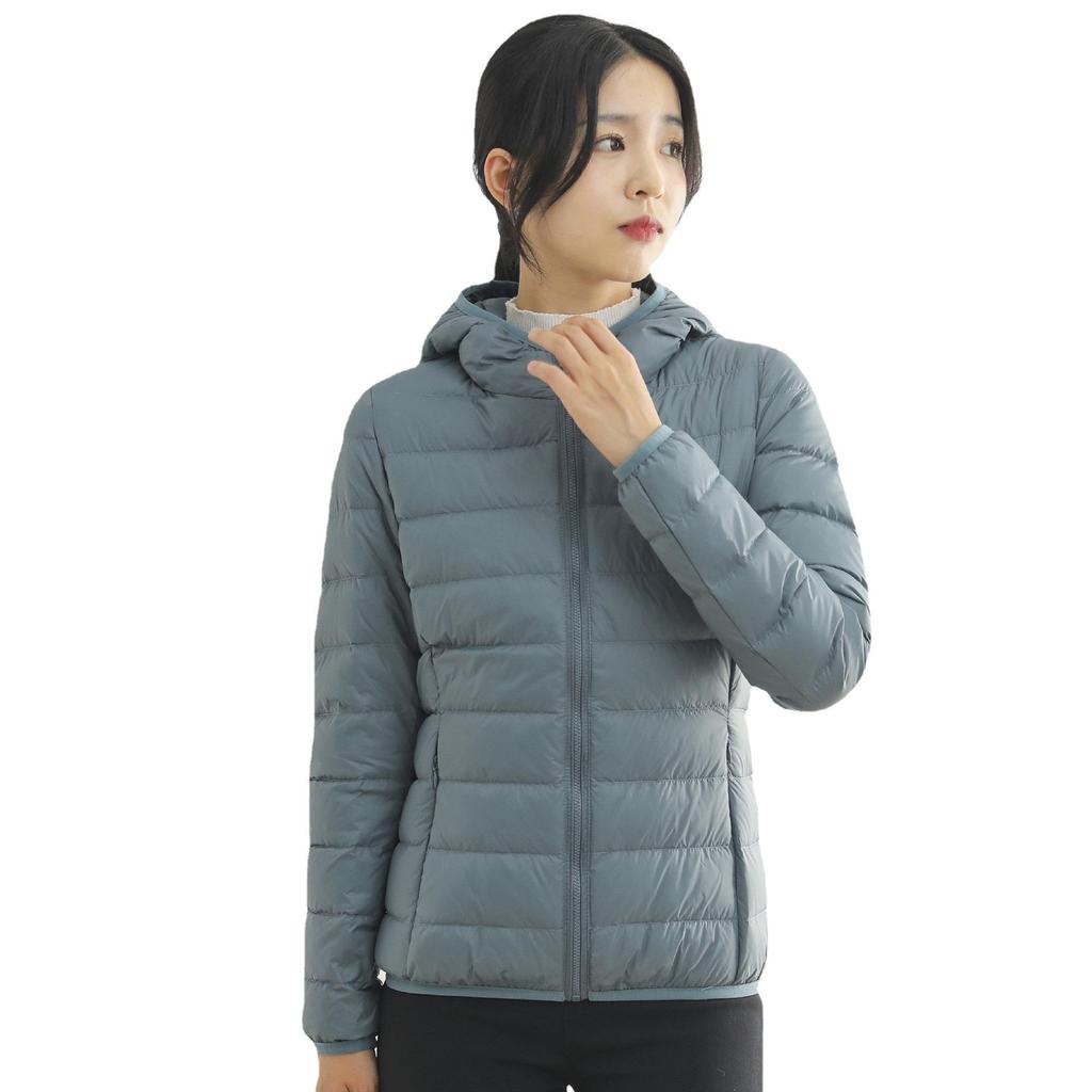 Rourou Women's Hooded Lightweight Down Jacket - New Mushroom Series, Short Style, 90% White Duck Down, Perfect for Autumn and Winter.