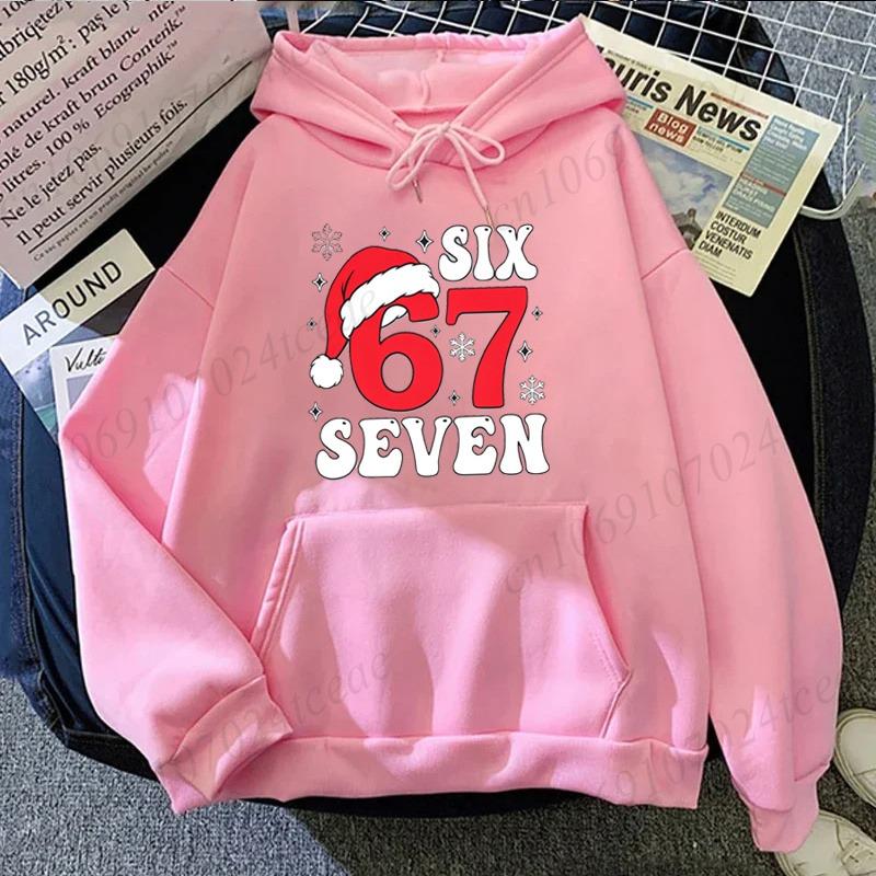 Six Seven 67 Graphic Christmas Hoodie New Year Sweatshirt Holiday Party Outfit Pullover Tracksuits Unisex Hooded Sweatshirt