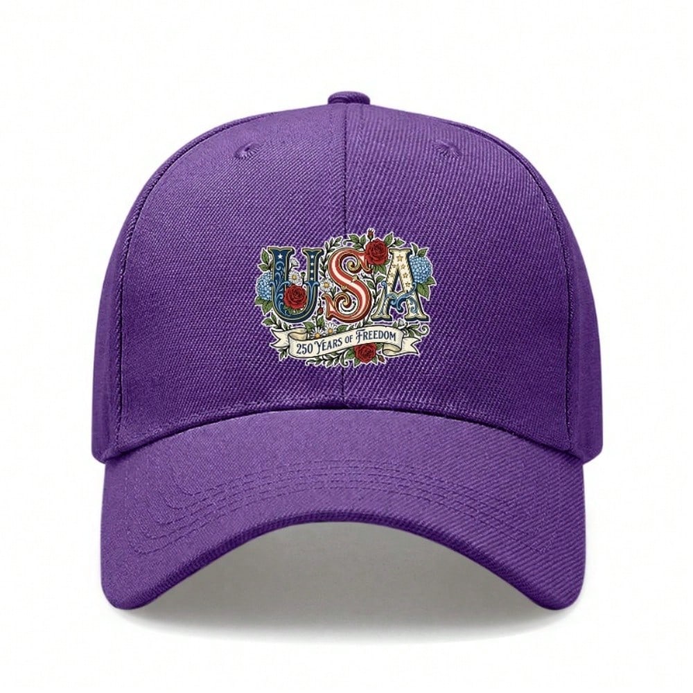 Patriotic Baseball Cap - USA 250 Years Freedom Print Polyester Adjustable Breathable Casual Outdoor Sports Cap For July 4Th Memorial Day Gift