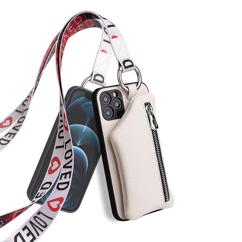 iPhone 14 Pro Max/13 Pro/12/11 Mobile Case with Crossbody Lanyard & Coin Purse