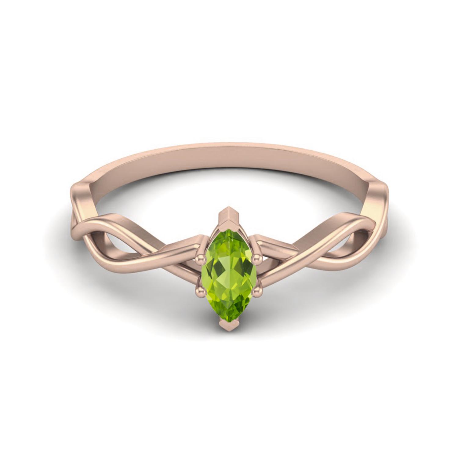 1.00 Ctw Marquise Peridot Solitaire Split Shank 925 Sterling Silver Rose Vermeil Women Wedding Ring 11 ярко-розовый
