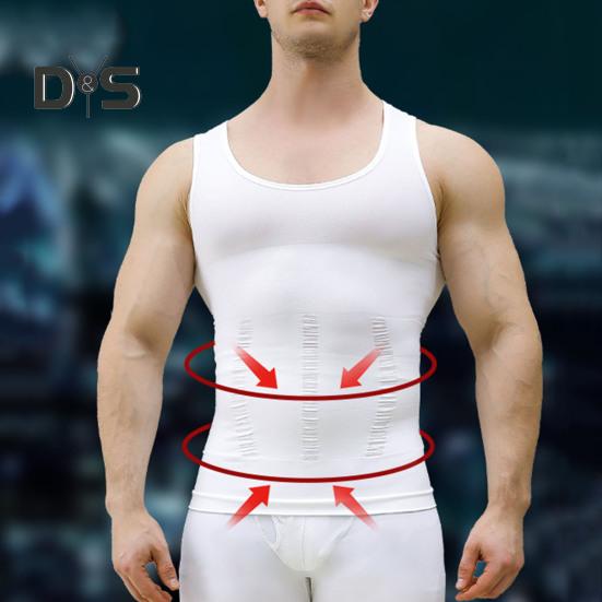 Men Fitness Vest U-Neck Sleeveless Body-Shaping Abdomen Tightening Corset Solid Color Back Support Weightlifting Compression Tops