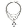 Hip-hop necklace European and American jewelry multi-layer stacking cross pendant necklace women's high-end collarbone chain