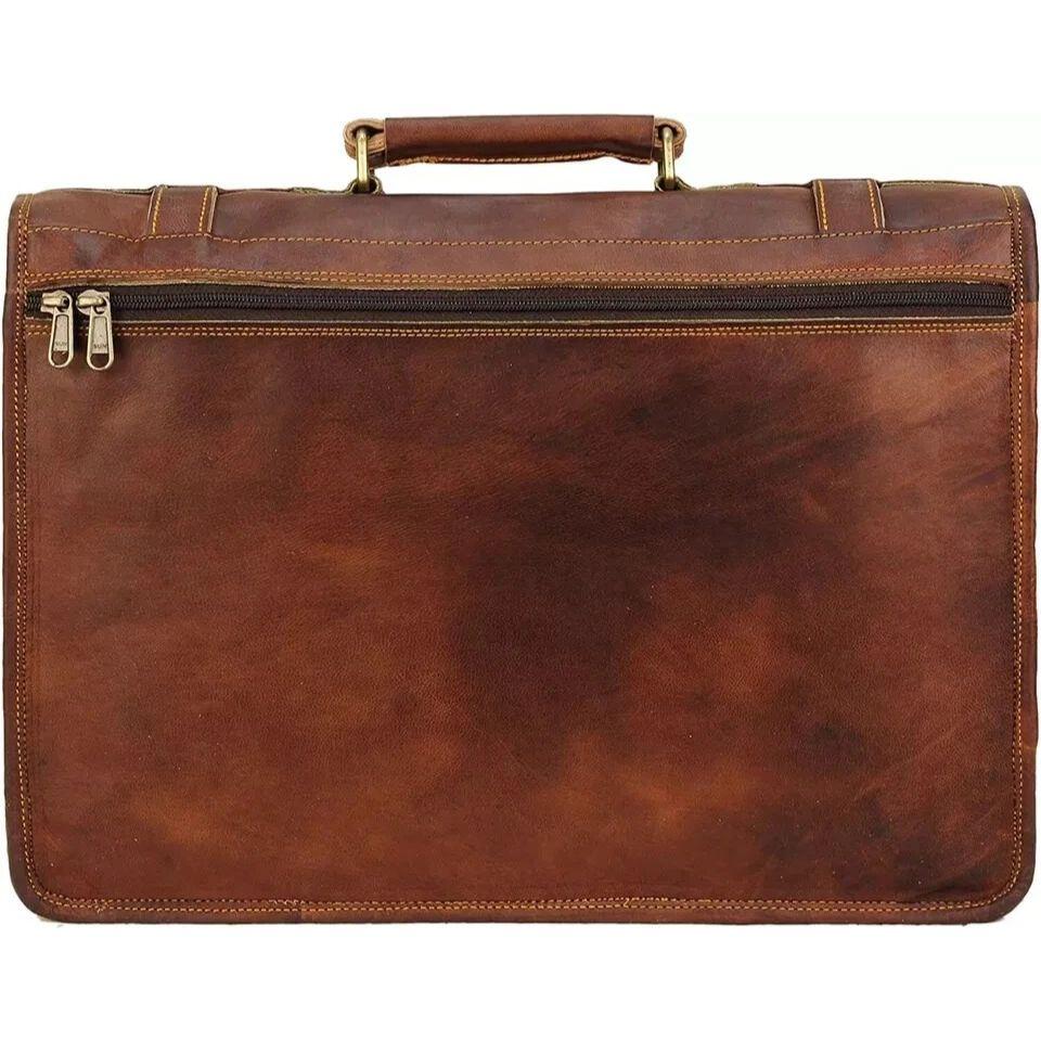 Genuine Vintage Brown Leather Messenger Bag Shoulder Laptop Bag Briefcase