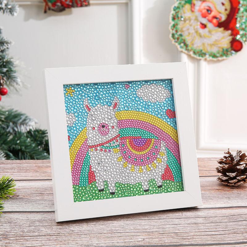 New Diy Diamond Painting Solid Wood Photo Frame Boxed Diamond Sticker Owl Cartoon Hand-Pasted Diamond Painting