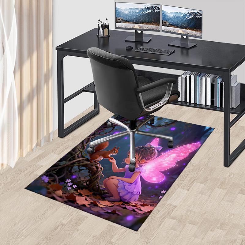 

1pc Anime Fairy and Squirrel Office Chair Mat - Fantasy Forest Design, Non-Slip Carpet for Home Decor, Suitable for All Seasons, Perfect Gift Idea.H01 60cm by 90cm