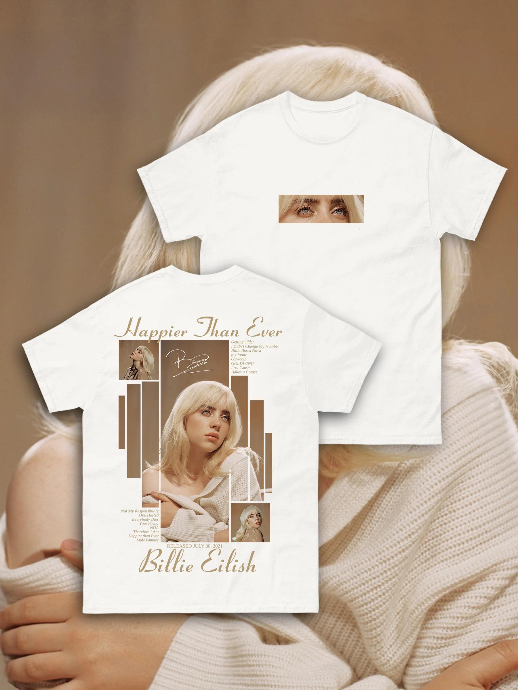 

Billie Eilish Happier Than Ever Graphic Tshirt Unisex Women Hip Hop Pop Music Tshirt Casual Cotton Clothes Vintage T Shirts S