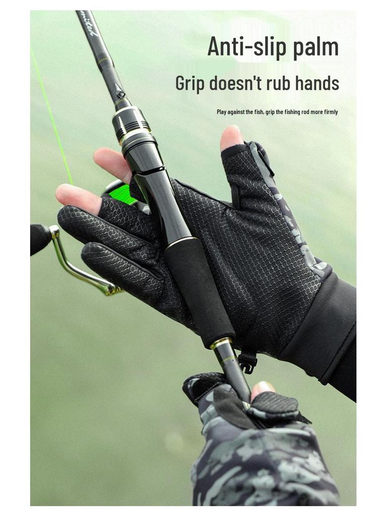 Warm Windproof Winter Fishing & Cycling Gloves for Men - Non-Slip, Touchscreen-Compatible, Fleece-Lined