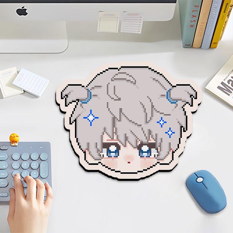 Love & Deep Space Pixel Art Mauspad - Süß, Dick, Fleckenabweisend Schreibtischunterlage für Laptop