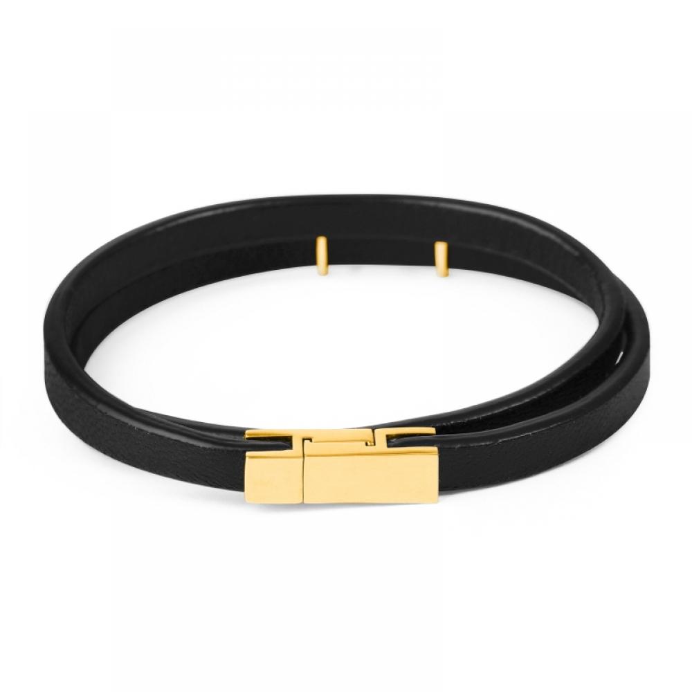 Saint Laurent Cassandra Monogram Opium Gold Double Wrap Slim Leather Bracelet 745602 Bl40j 1000
