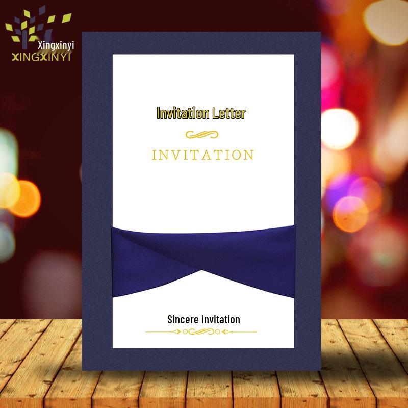 2026 Ribbon Wedding & Business Invitation with Hot Stamping Gold Elite